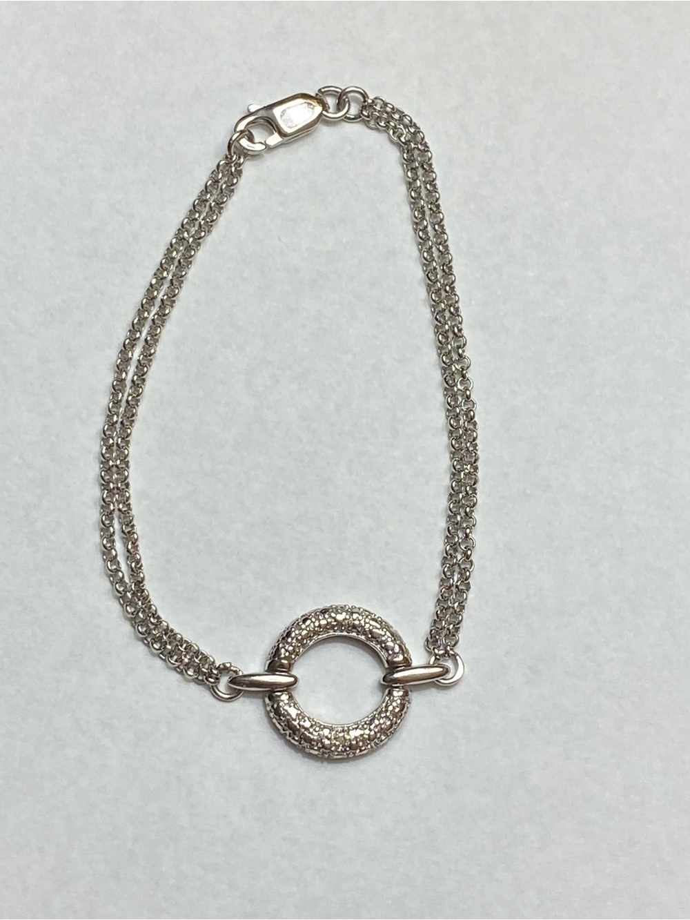 Sterling Silver Circle Pendant Bracelet - Silver